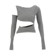 Geribbelde Gebreide Asymmetrische Top Andrea Adamo , Gray , Dames