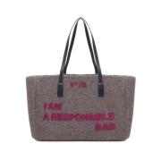 Tote Bags V73 , Beige , Dames