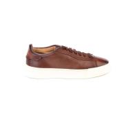 Geperforeerde Leren Sneakers Mod. Gloria Santoni , Brown , Heren