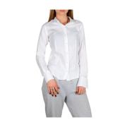 Milano Lisbon Stof Katoenen Overhemd Made in Italia , White , Dames