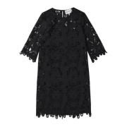 Mooie Lisol Jurk met ¾ Mouwen en Kant Detail Munthe , Black , Dames