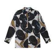 Zijden blouse met abstracte print, lange mouwen en knoopsluiting Munth...