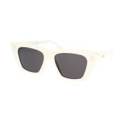 Geometrische zonnebril met wit montuur en grijze lenzen Celine , White...