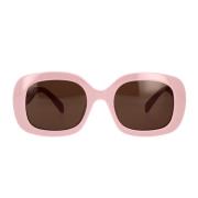 Geometrische zonnebril in roze acetaat met bruine organische lenzen Ce...