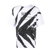 Logo-Print Katoenen T-Shirt met Verfspat Detail Dries Van Noten , Whit...