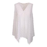 Geborduurde V-Hals Mouwloze Top Xacus , White , Dames