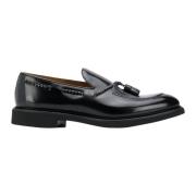 Zwarte Leren Loafer Platte Schoenen Doucal's , Black , Heren