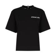 Zwarte katoenen T-shirts en Polos Moncler , Black , Dames