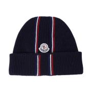 Gestreepte Gebreide Beanie Hoed Moncler , Blue , Unisex