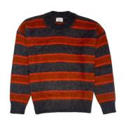 Gestreepte Mohair Crew Sweater Amish , Multicolor , Heren