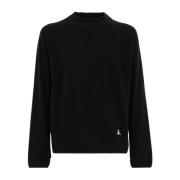 Grid Mockneck Gebreide Trui ROA , Black , Heren