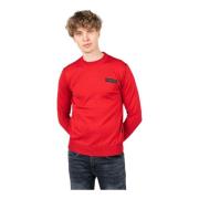 Merinowollen Trui met Ronde Hals Plein Sport , Red , Heren