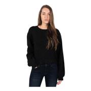 Trui met Ronde Hals Silvian Heach , Black , Dames