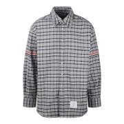 Geruite Katoenen Twill Overhemd Thom Browne , Gray , Heren