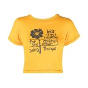 Oranje Dames Baby Tee Gebreid ERL , Yellow , Dames