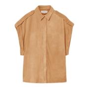 Beige Leren Jas - Blijf Warm en Stijlvol Dondup , Brown , Dames