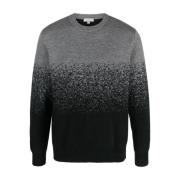 Italiaanse Wol Crew-Neck Gebreide Trui Canali , Black , Heren