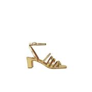 Gouden Leren Sandalen met Hak Anaki , Yellow , Dames