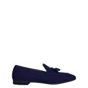 Blauwe Suède Tassel Mocassin Francesco Russo , Blue , Dames