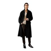 Comfortabele Wollen Duster Coat Massimo Alba , Black , Dames