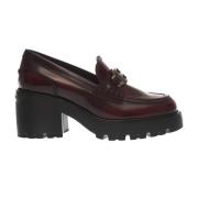 Bordeaux Geborsteld Leren Loafer Hogan , Red , Dames