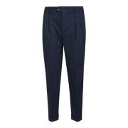 Blauwe katoenen chino`s met 2 plooien PT Torino , Blue , Heren