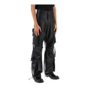 Luis Leren Cargo Broek Darkpark , Black , Heren