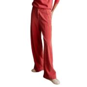 Fluwelen Broek met Hoge Taille en Wijde Pijpen Summum Woman , Red , Da...