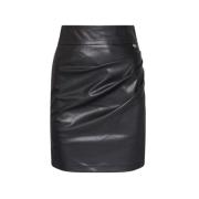 Gedrapeerde imitatieleren rok Twinset , Black , Dames