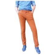 Slim Fit Fluweel Katoenen Chino Broek Mason's , Brown , Heren