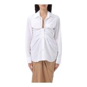 Poplin Overhemd met Knoopdetail Erika Cavallini , White , Dames