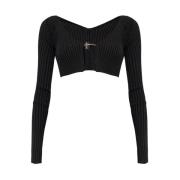 Gebreide Crop Blouse met Uitgesneden Detail Jacquemus , Black , Dames