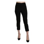 Zwarte hoge taille skinny cropped broek Bencivenga , Black , Dames