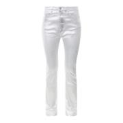 Zilveren katoenen broek voor modebewuste vrouwen 3X1 , Gray , Dames