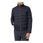 Navy Blauwe Logo Ribbed Bomber Harmont & Blaine , Blue , Heren