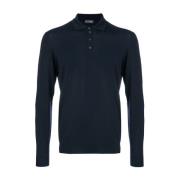 Blauwe Merino Polo Shirt Drumohr , Blue , Heren