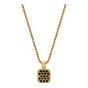 Gold Necklace with Black CZ Square Pendant Nialaya , Yellow , Heren