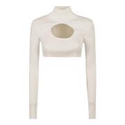 Circle Mockneck Rib Gebreide Trui Courrèges , Beige , Dames