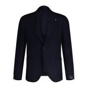 Wollen Blazer met Klassieke Engelse Snit Lardini , Black , Heren