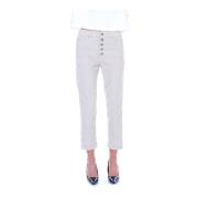 Grijze Broek met Zijlogo Dondup , Gray , Dames