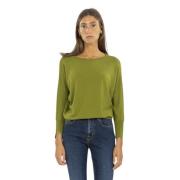 Merino Wol Boothals Trui Zanone , Green , Dames