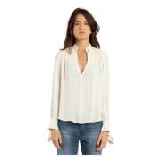 Geborduurde Georgette Blouse Elisabetta Franchi , Beige , Dames