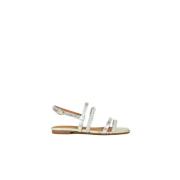 Platte sandalen van champagnekleurig leer Anaki , Beige , Dames