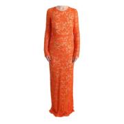 Orange Floral Ricamo Sheath Long Dress Dolce & Gabbana Pre-owned , Ora...