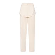 Beige Broek met Knoop- en Ritssluiting Andrea Adamo , Beige , Dames