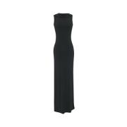 Zwarte jurk met achterneklijn en zijdelingse split Saint Laurent , Bla...