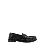 Zwarte Leren Loafer Schoenen Saint Laurent , Black , Dames
