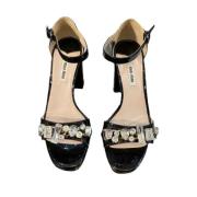 Pre-owned Leather sandals Miu Miu Pre-owned , Black , Dames