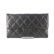 Pre-owned Leather wallets Chanel Vintage , Gray , Dames