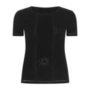 Zwarte Lunar-Pointelle Viscose Blend T-Shirt Marine Serre , Black , Da...